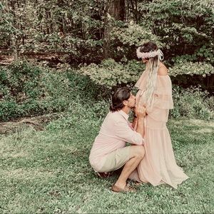 Tulle maternity dress with matching slip